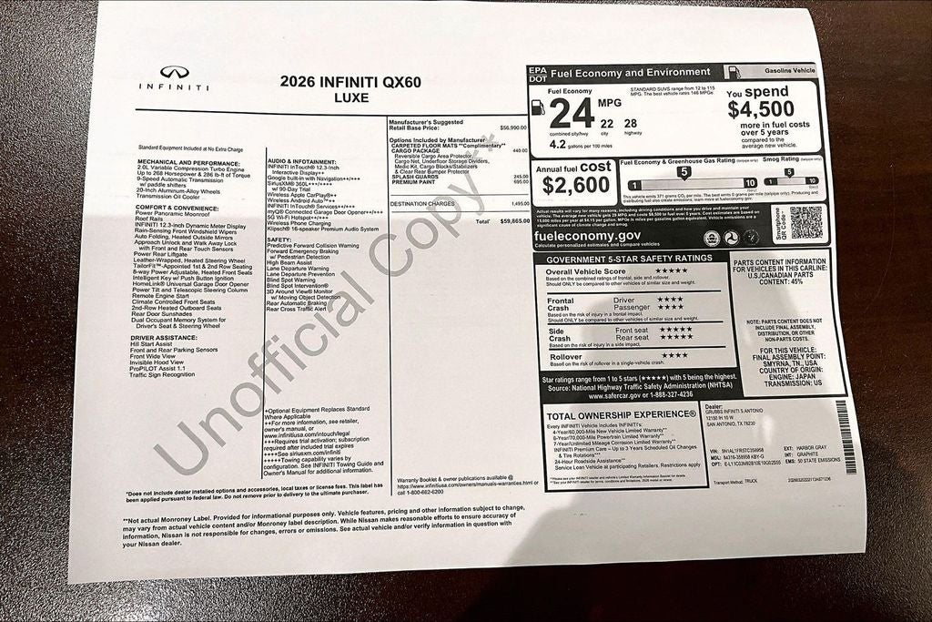 2026 INFINITI QX60 LUXE
