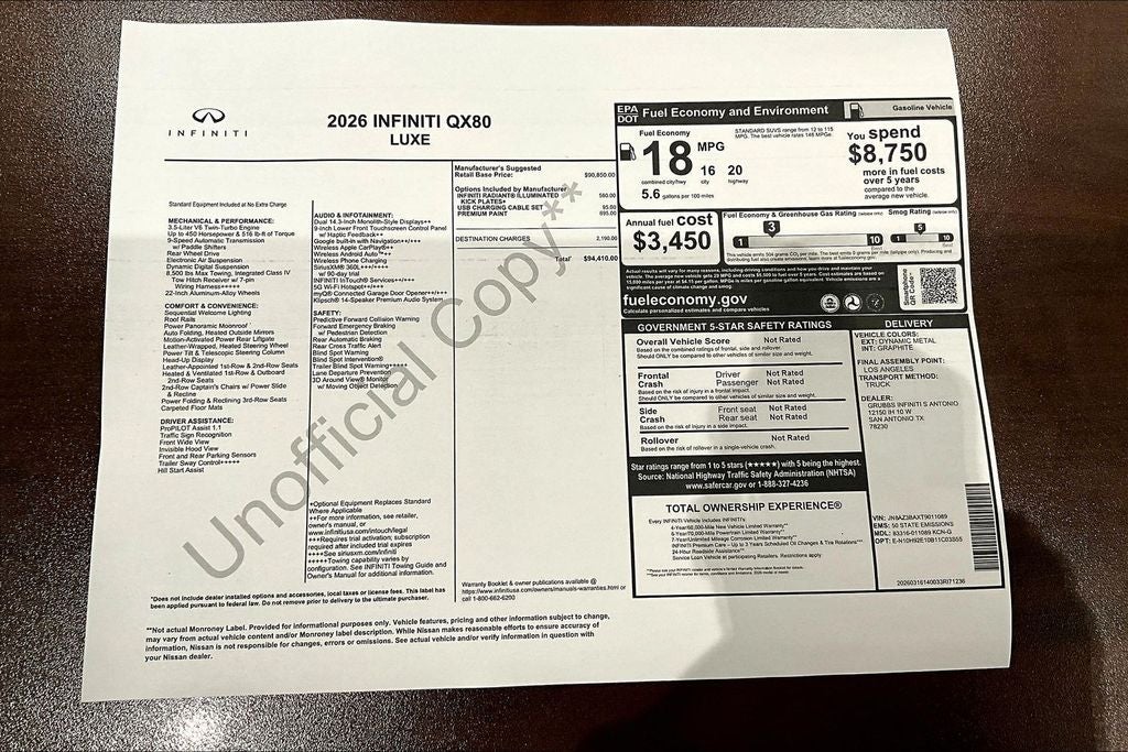 2026 INFINITI QX80 LUXE