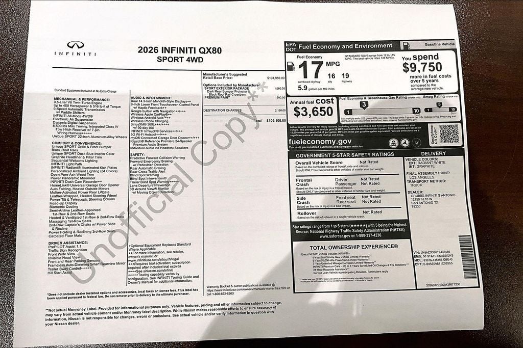 2026 INFINITI QX80 SPORT