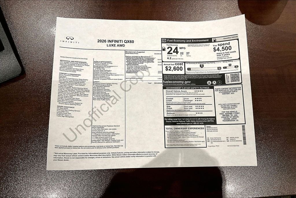 2026 INFINITI QX60 LUXE