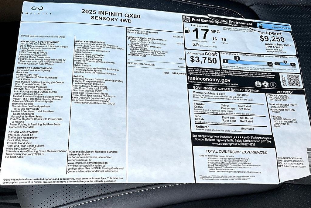 2025 INFINITI QX80 SENSORY