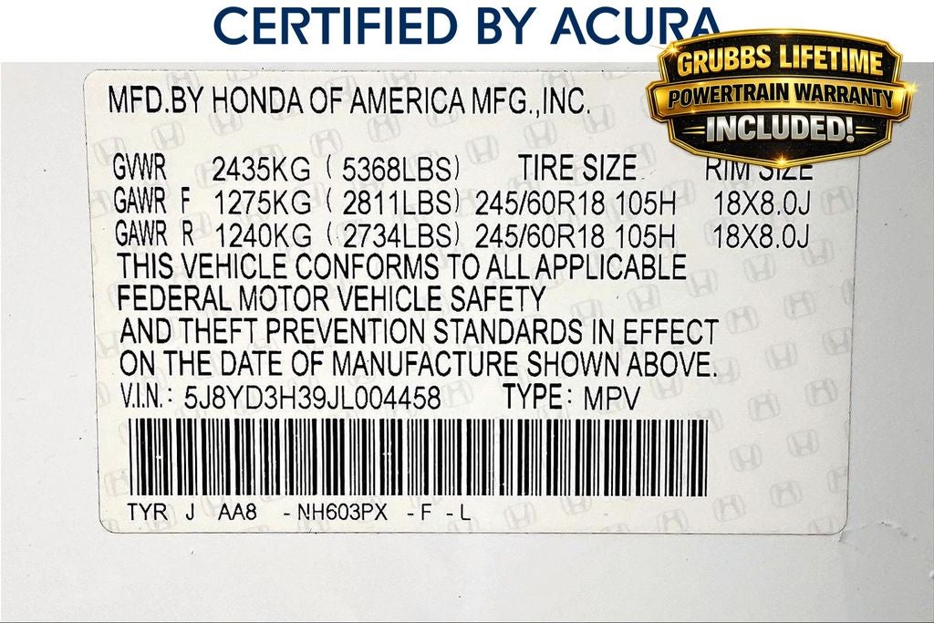 2018 Acura MDX 3.5L