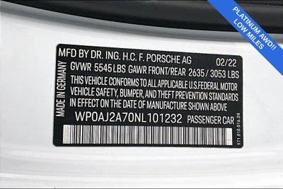 2022 Porsche Panamera 4 Platinum Edition