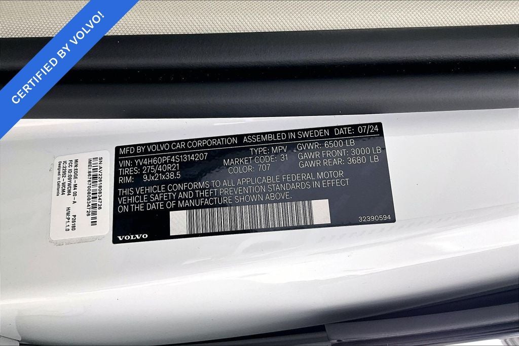 2025 Volvo XC90 Plug-In Hybrid T8 Ultra 7 Passenger